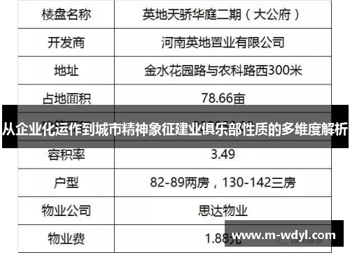 从企业化运作到城市精神象征建业俱乐部性质的多维度解析